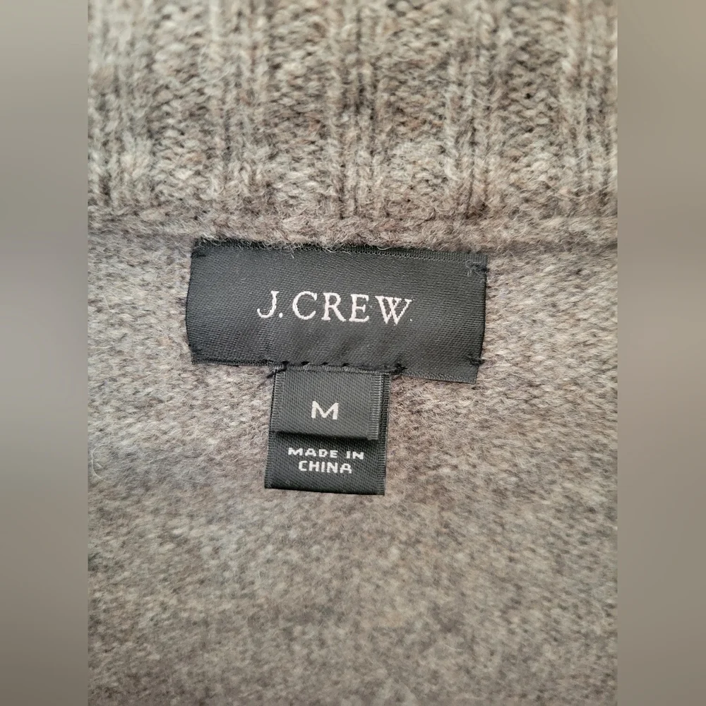 J.Crew Men's Lambswool Shawl-Collar Pullover Grandpacore Sweater Oatmeal Medium